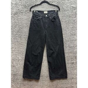 Etica Cotton‎ Blend Devon High Rise Wide-Leg Denim Jeans Black Womens Size 25